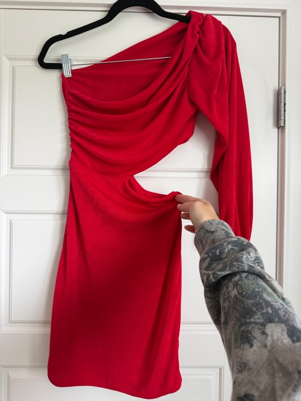 Red One-Shoulder Cutout Mini Dress